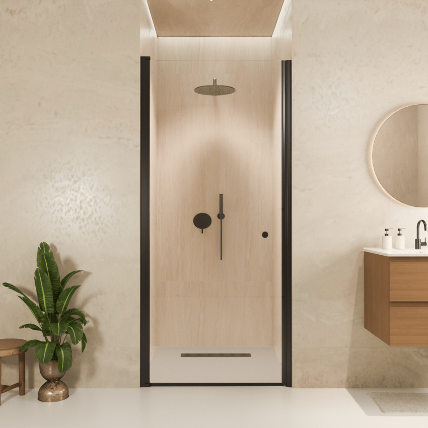Душ врата Rio 90 x 200 см - Черна - Нано покритие - Въртяща се врата