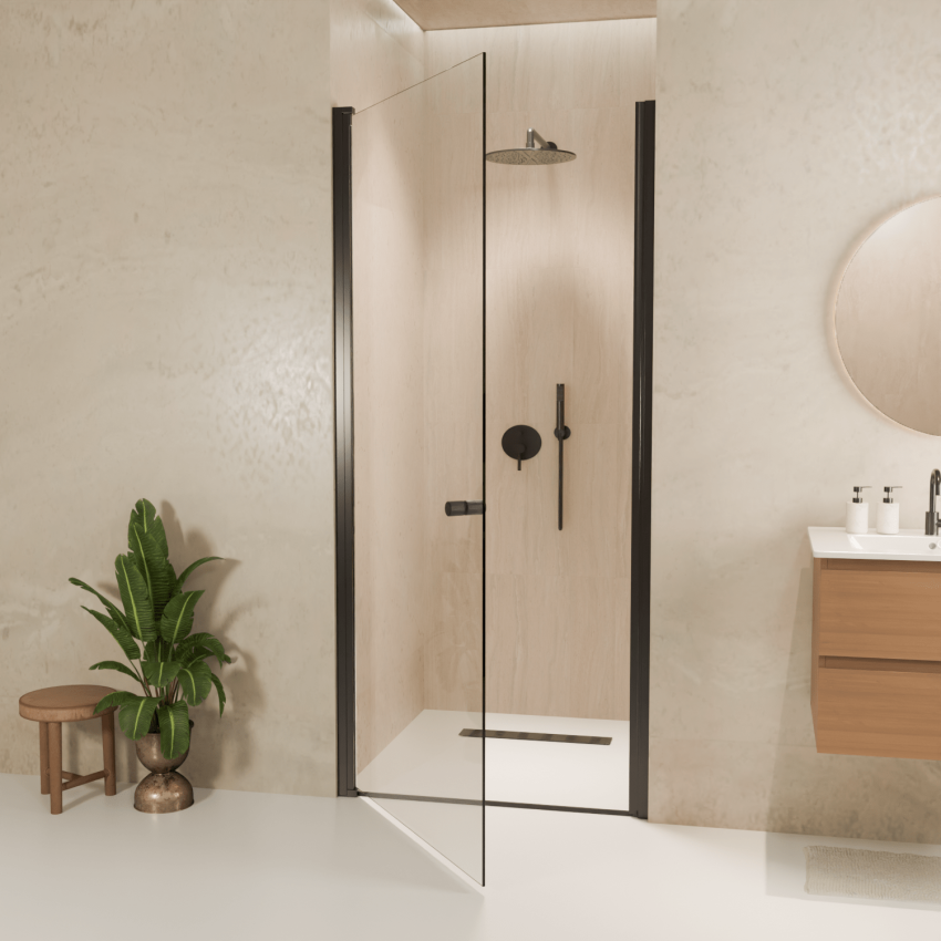 Душ врата Rio 90 x 200 см - Черна - Нано покритие - Въртяща се врата