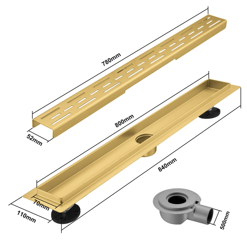 Сифон за душ Cayma 80 см - Златен