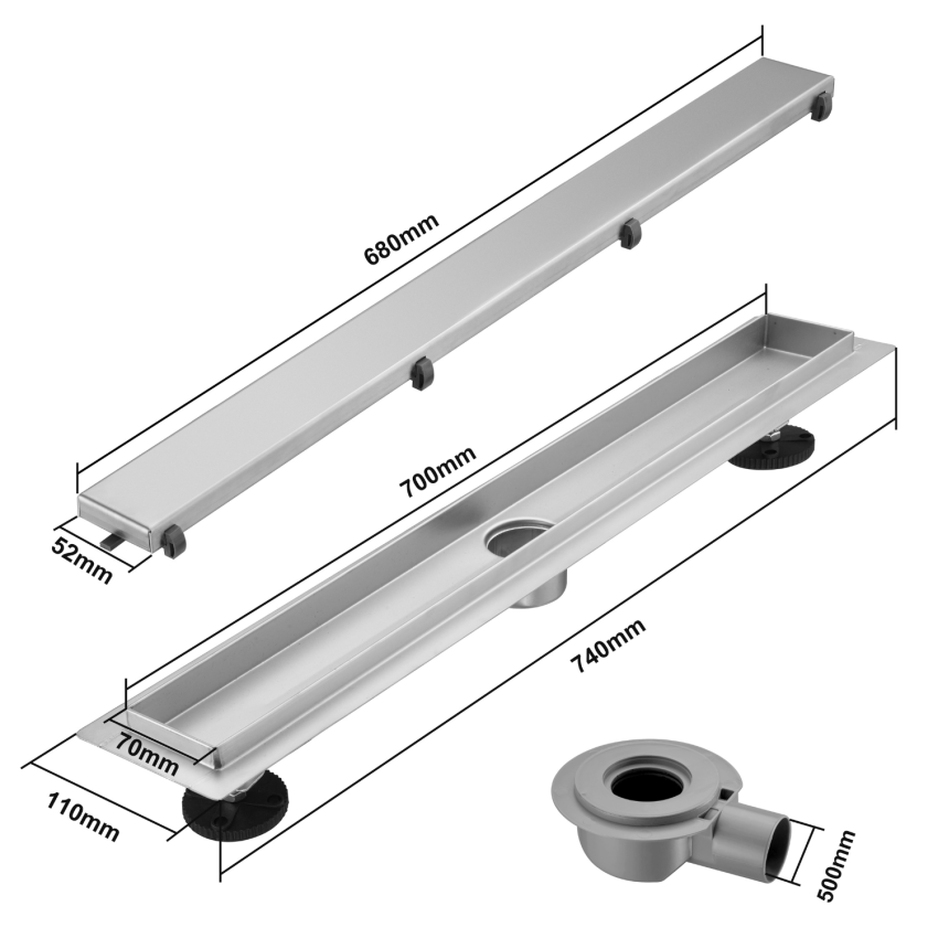 Душ канал Nilo 70 см - Матирана неръждаема стомана