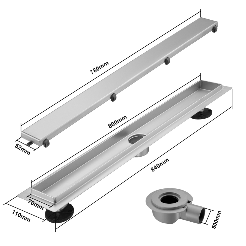 Душ канал Nilo 80 см - Матирана неръждаема стомана