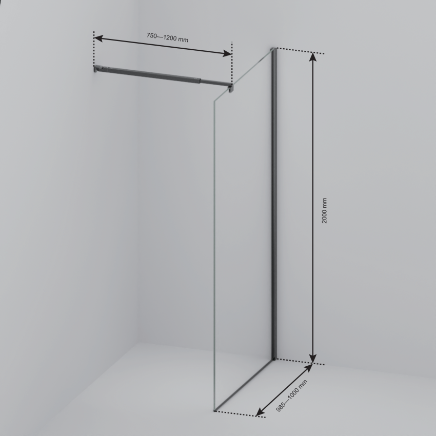 Душ стена Lima 90 x 200 см - Черна - Нано покритие