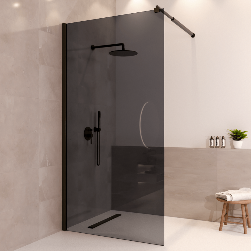 Душ стена Lima 100 x 200 см - Черна - Нано покритие с опушено стъкло