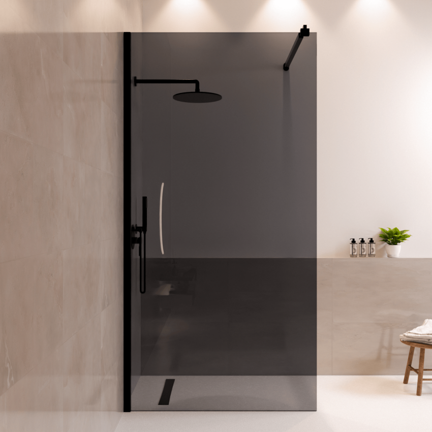 Душ стена Lima 100 x 200 см - Черна - Нано покритие с опушено стъкло
