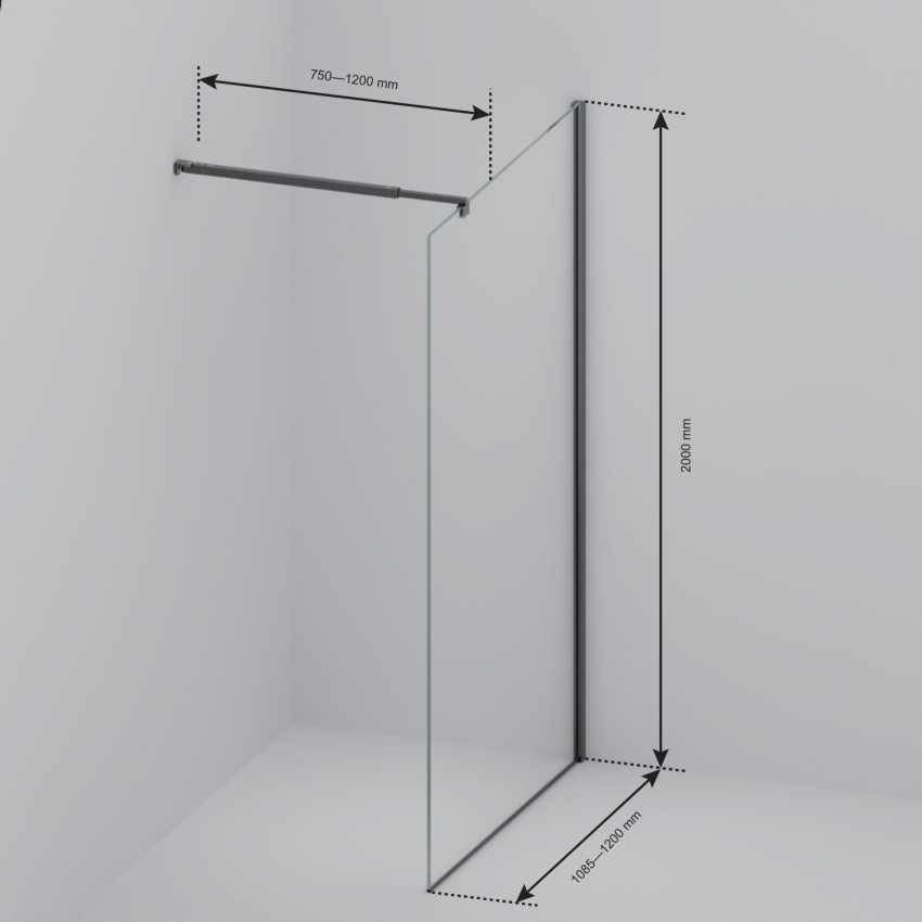 Душ стена Lima 120 x 200 см - Черна - Нано покритие