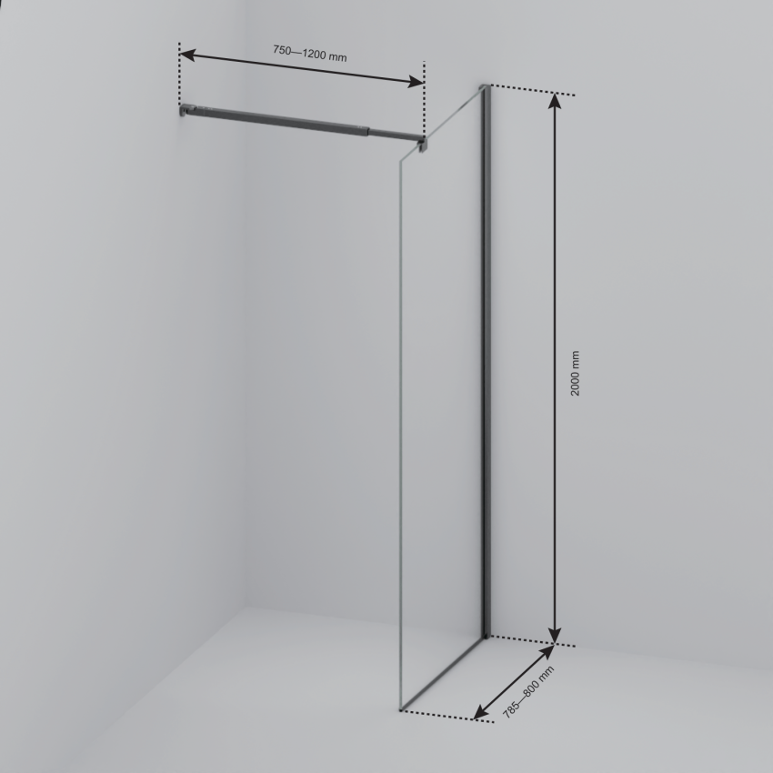 Душ стена Lima 80 x 200 см - Черна - Нано покритие