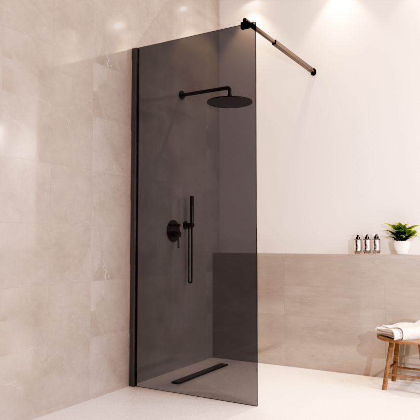 Душ стена Lima 80 x 200 см - Черна - Нано покритие с опушено стъкло