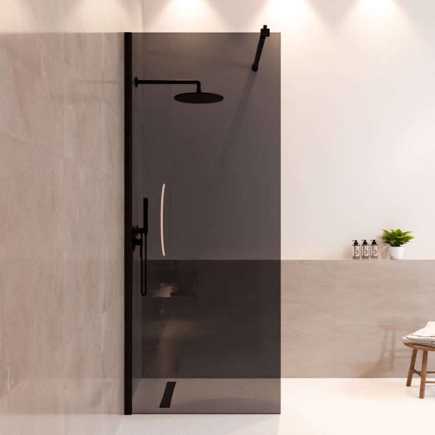 Душ стена Lima 80 x 200 см - Черна - Нано покритие с опушено стъкло