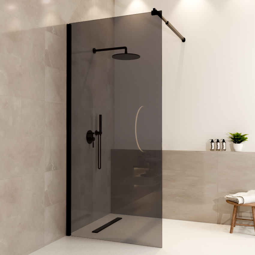 Душ стена Lima 90 x 200 см - Черна - Нано покритие с опушено стъкло