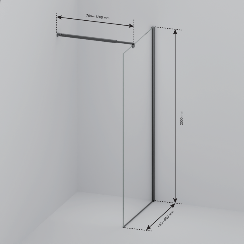 Душ стена Lima 90 x 200 см - Хром - Нано покритие