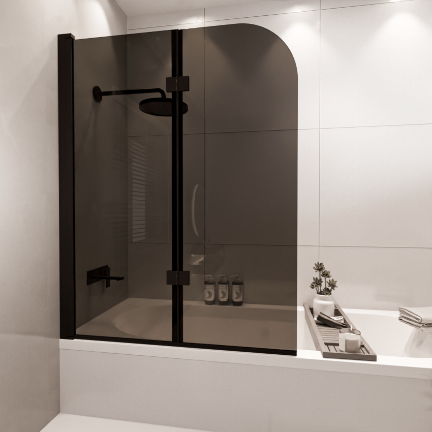 Параван за вана Caracas 100 x 140 см - Черен - Опушено стъкло с нано покритие