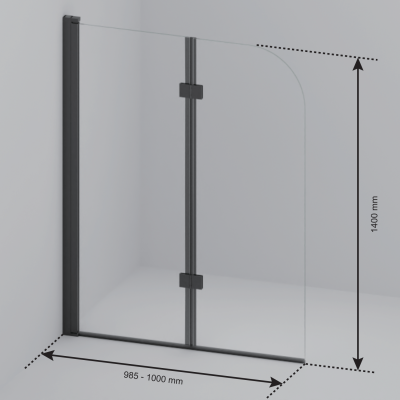 Стена за баня Каракас 100 x 140 см - Черна - Нано покритие