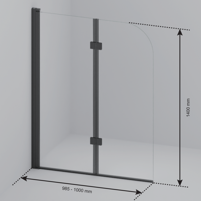  Стена за вана Каракас 100 x 140 см - Хром - Нано покритие
