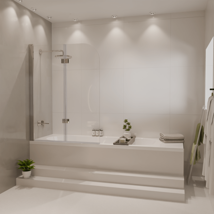  Стена за вана Каракас 100 x 140 см - Хром - Нано покритие