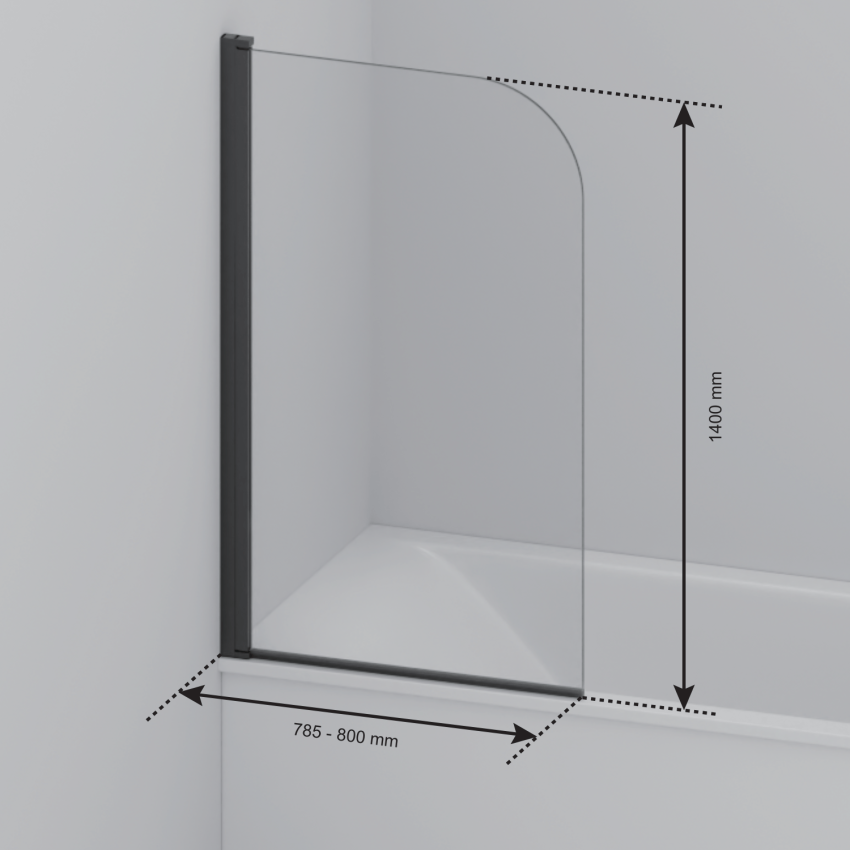 Стена за вана Palmas 80 x 140 см - Хром - Нано покритие