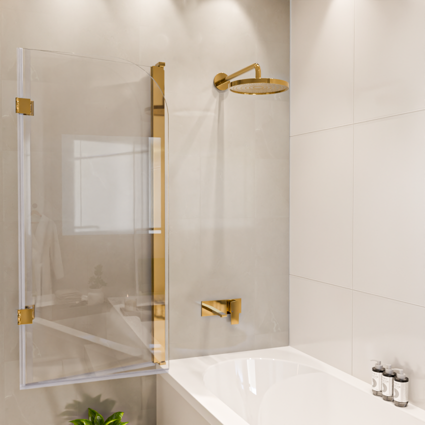 Стена за баня Каракас 120 x 140 см - Гланцово злато - Нано покритие