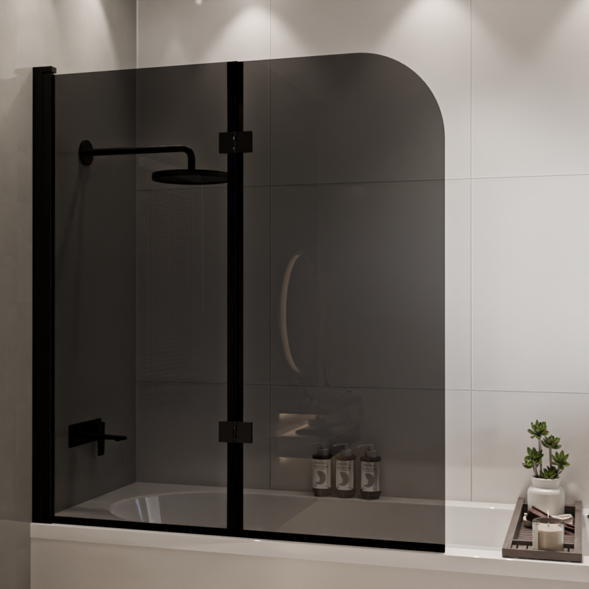Параван за вана Caracas 120 x 140 см - Черен - Опушено стъкло - Нано покритие