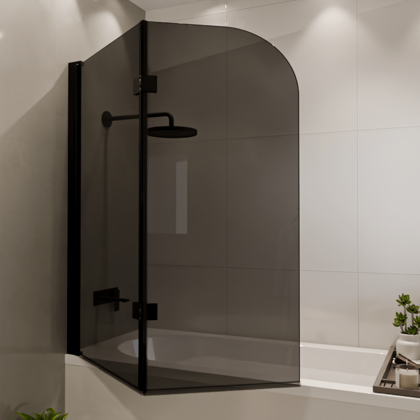 Параван за вана Caracas 120 x 140 см - Черен - Опушено стъкло - Нано покритие