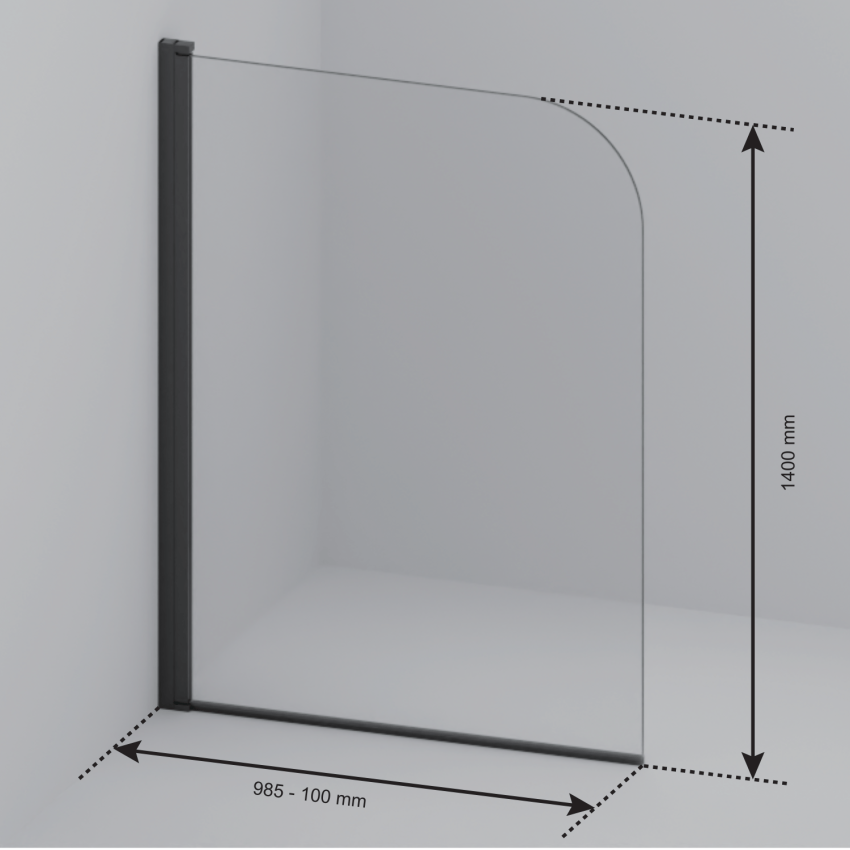  Стена за вана Palmas 100 x 140 см - Черна - Нано покритие