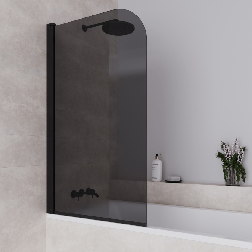 Параван за вана Palmas 80 x 140 см - Черен - Опушено стъкло с нано покритие