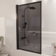 Параван за вана Salvador, 80 x 140 см, черен, опушено стъкло, нано покритие