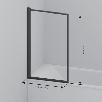 Параван за вана Salvador, 80 x 140 см, черен, опушено стъкло, нано покритие