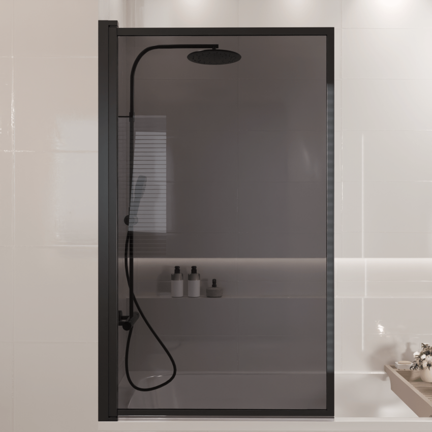 Параван за вана Salvador, 80 x 140 см, черен, опушено стъкло, нано покритие