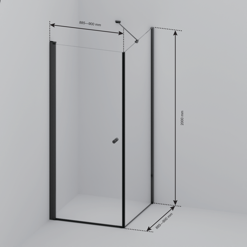 Душ кабина Medellin 90 x 90 x 200 см - Гланцово злато - Нано покритие - Въртяща се врата