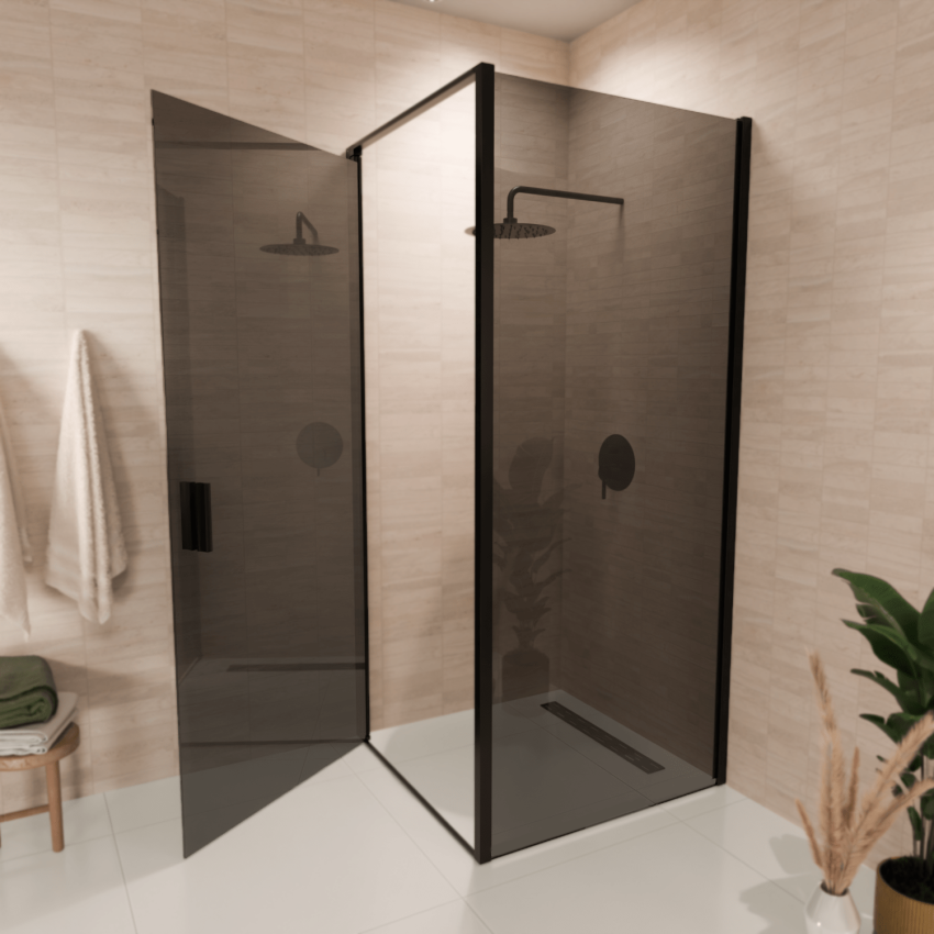 Душ кабина Bogota 90 x 90 x 200 см - Черна - Опушено стъкло с нано покритие