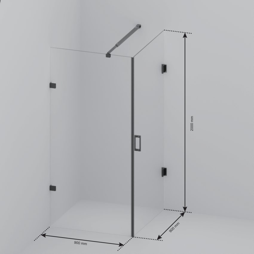 Душ кабина Cali 90 x 90 x 200 см - Хром - Нано покритие - Въртяща се врата