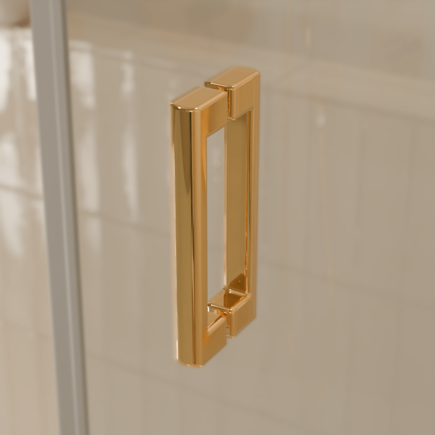 Душ кабина Cali 90 x 90 x 200 см - Гланцово злато - Нано покритие - Въртяща се врата