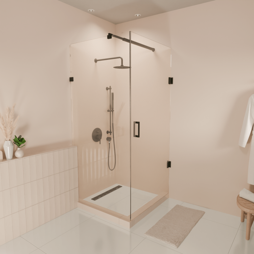 Душ кабина Cali, 90 x 90 x 200 см, черна, с нано покритие, въртяща се врата