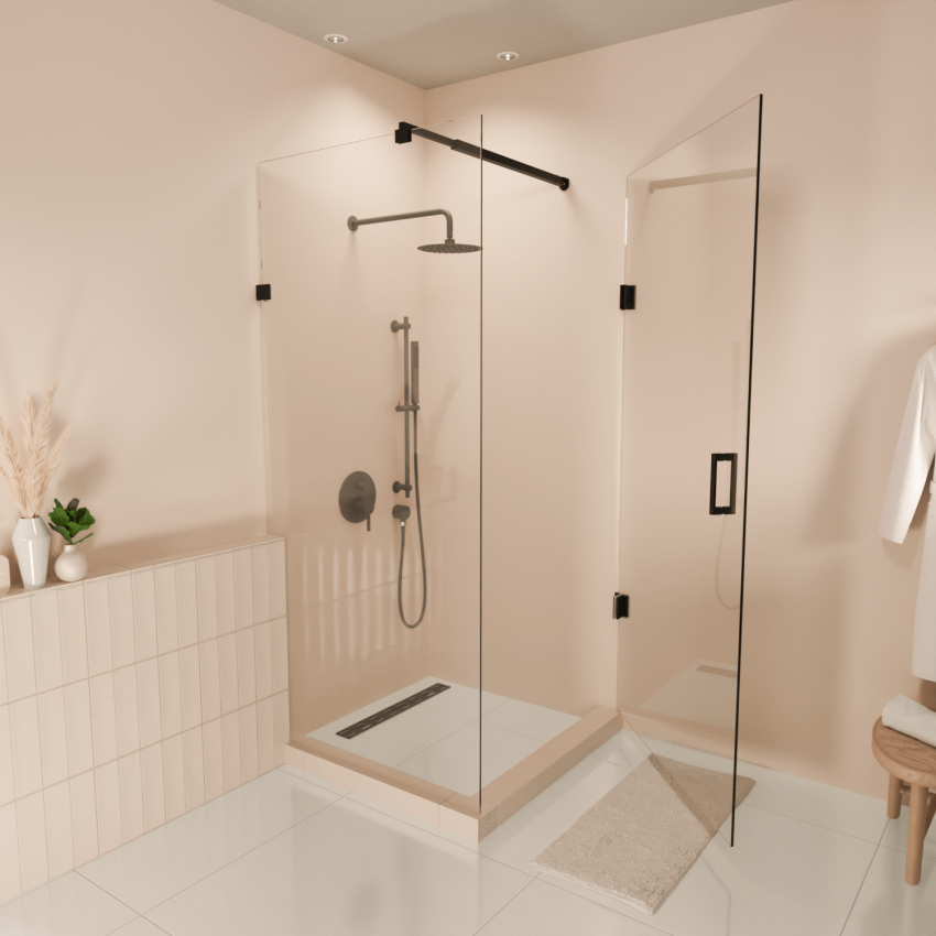 Душ кабина Cali, 90 x 90 x 200 см, черна, с нано покритие, въртяща се врата