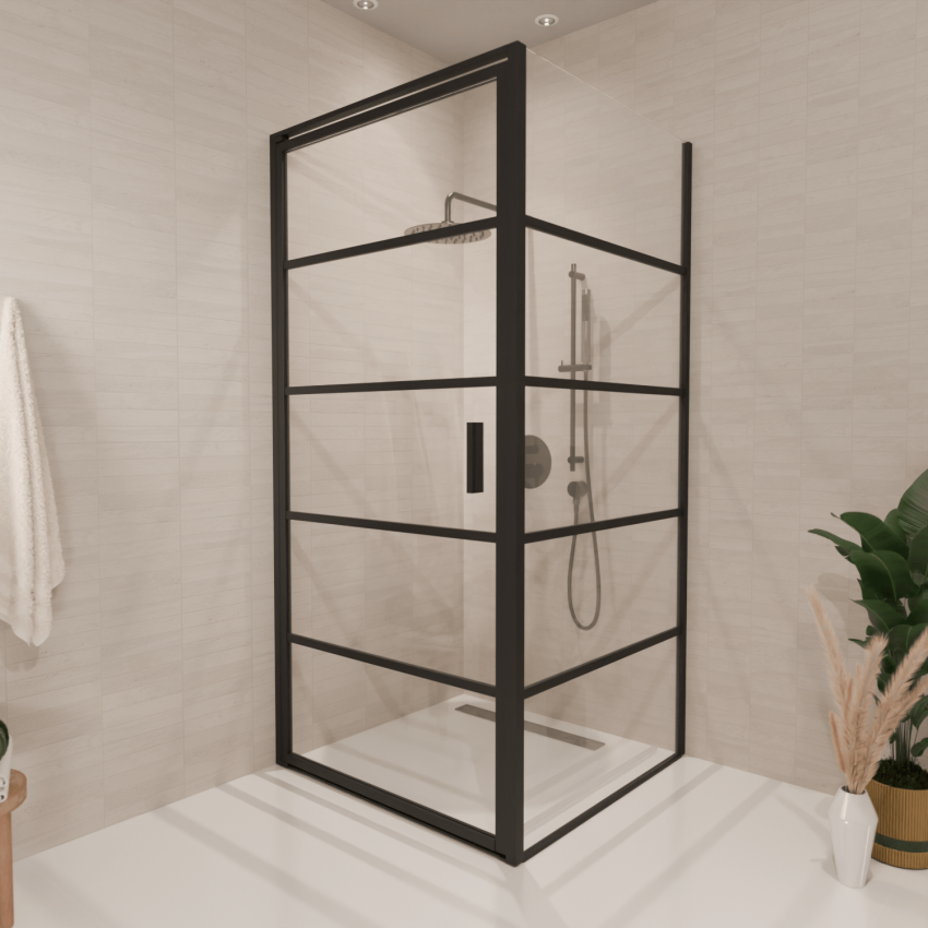 Душ кабина Cartagena 90 x 90 x 200 см - Черна - С райета - Нано покритие