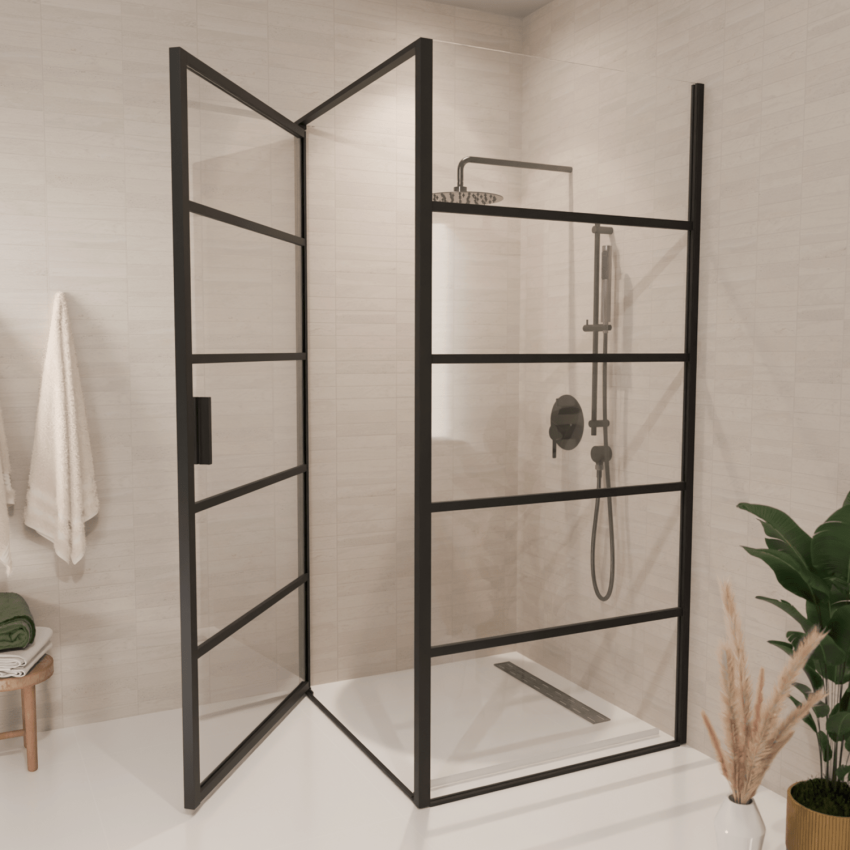 Душ кабина Cartagena 90 x 90 x 200 см - Черна - С райета - Нано покритие