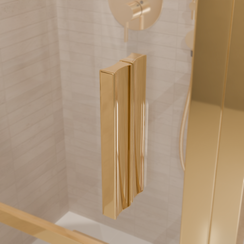 Душ кабина Cartagena 90 x 90 x 200 см - Гланцово златисто - С райета - Нано покритие