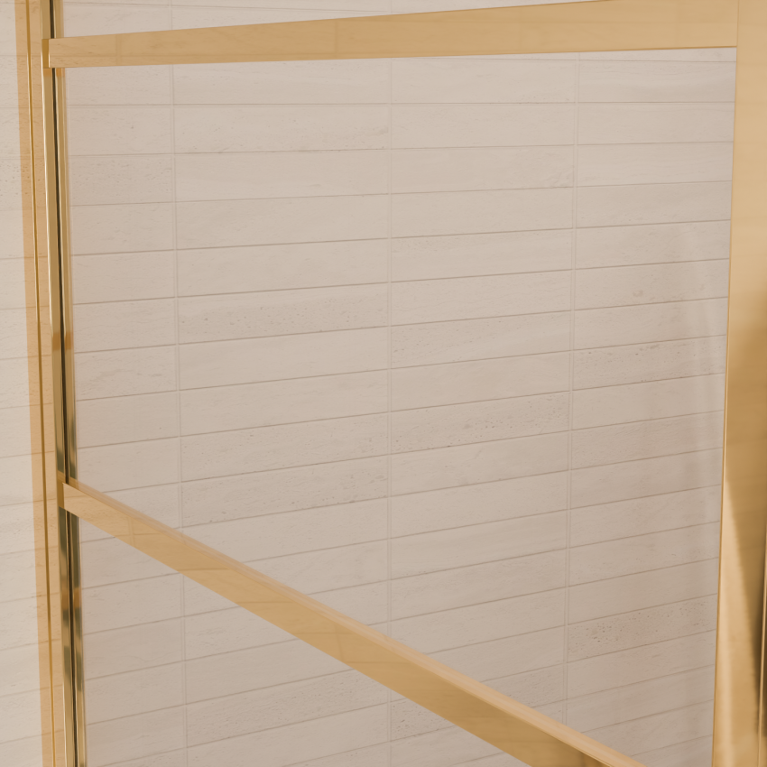 Душ кабина Cartagena 90 x 90 x 200 см - Гланцово златисто - С райета - Нано покритие