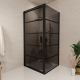 Душ кабина Cartagena 90 x 90 x 200 см - Черна - С райета - Опушено стъкло с нано покритие