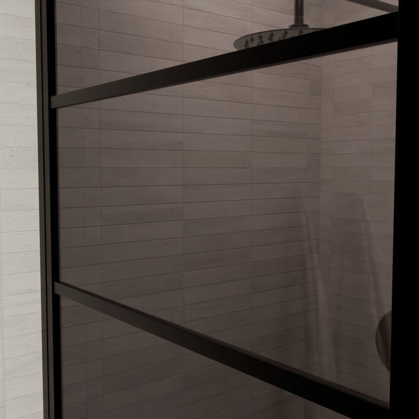 Душ кабина Cartagena 90 x 90 x 200 см - Черна - С райета - Опушено стъкло с нано покритие