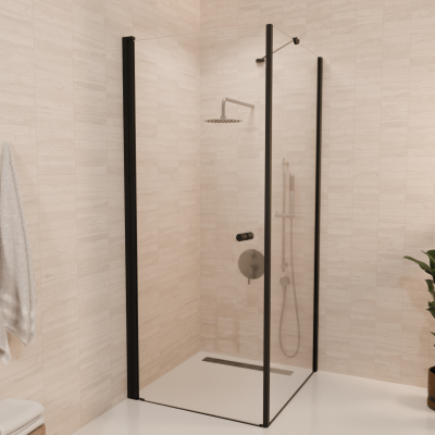 Душ кабина Medellin 90 x 90 x 200 см - Черна - Нано покритие - Въртяща се врата