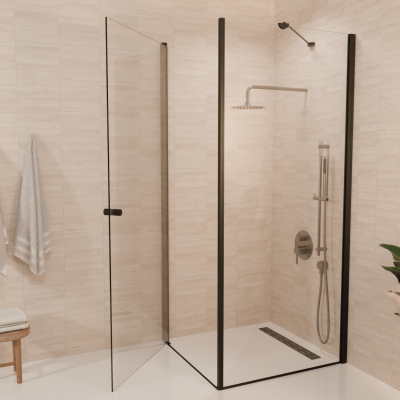 Душ кабина Medellin 90 x 90 x 200 см - Черна - Нано покритие - Въртяща се врата