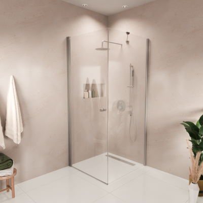 Душ кабина Medellin 90 x 90 x 200 см - Хром - Нано покритие - Въртяща се врата