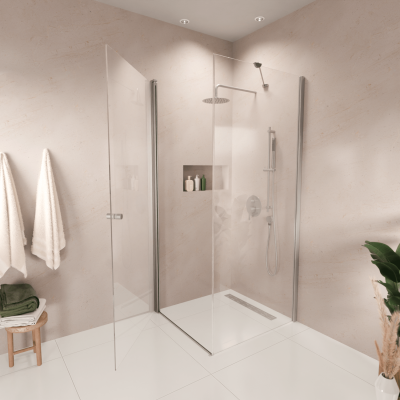 Душ кабина Medellin 90 x 90 x 200 см - Хром - Нано покритие - Въртяща се врата